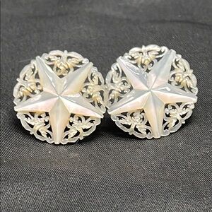 Carved Mother of Pearl Screwback Earrings